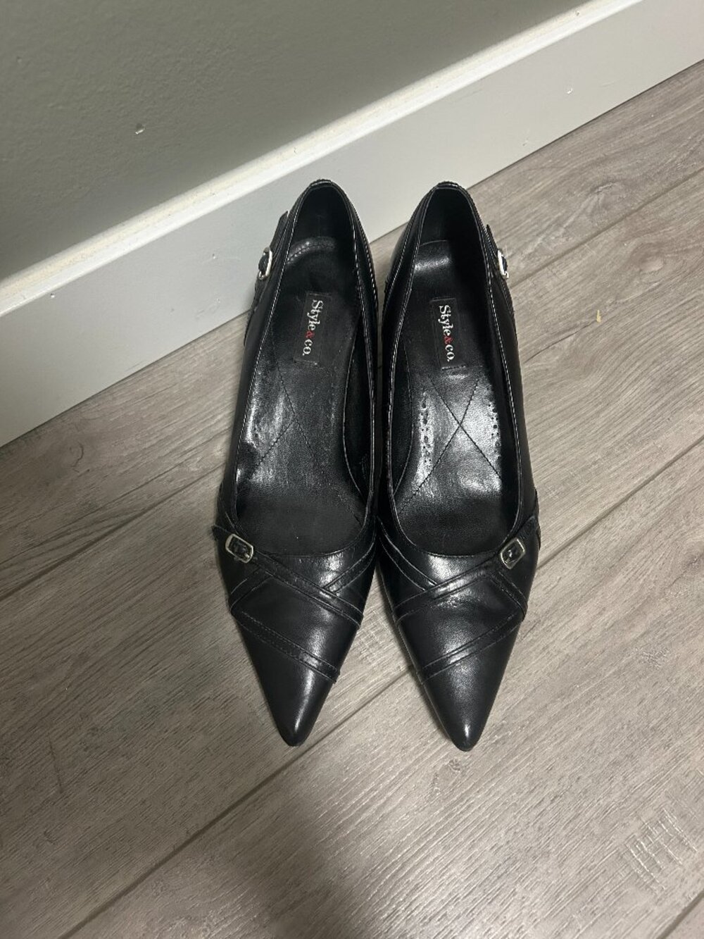 Style & Co Black Kitten Heel Womans Shoes Pointed Toe Size 7